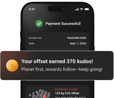 SkyXero payment success screen with Kudos rewards