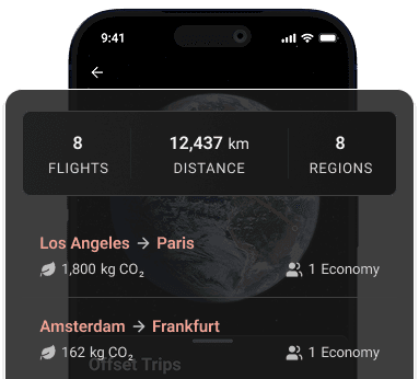 SkyXero dashboard tracking flights, distance, and impact