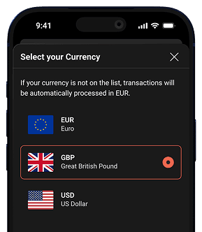SkyXero currency selection for EUR, GBP, USD, and more